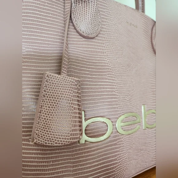 Bebe Fabiola Stamped Lizard Dome Satchel  Pink NEW - Picture 5 of 12